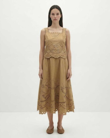 JULIANA Falda midi camel